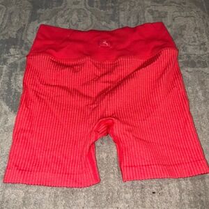 Joy Lab Womens workout Stretch Bike Shorts Ribbed Size Medium Pinkish-Red